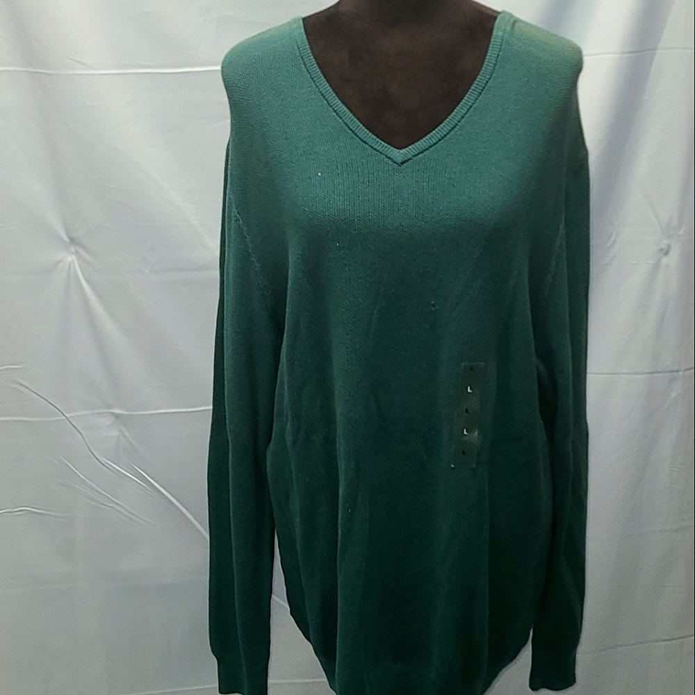 Tasso Elba Sweater size Large Teal 100% Cotton